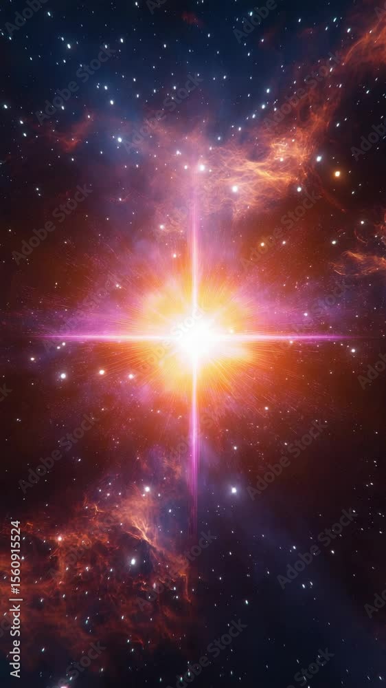 Poster Supernova explosion in deep space with colorful gases, cosmic phenomenon