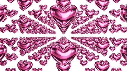 Romantic Abstract Background with Metallic Pink Hearts
