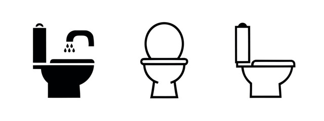 Toilet Icons Representing Different Flush Technologies for Restroom Symbol Signage