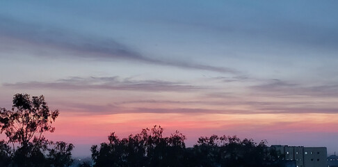 Beautiful sunset scenery view of colorful sky over the city, nature photography, natural wallpaper
