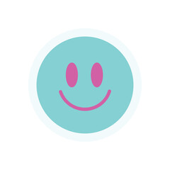 Cute smile emoji sticker. Fun expression in a retro aesthetic. Modern element of 90s design, abstract shape, y2k vibe. Ideal for decoration, playful graphic collection, or trendy streetwear.
