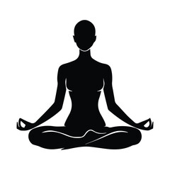 Yoga Warrior Pose Woman Silhouette Icon Vector Illustration