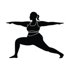 Yoga Warrior Pose Female Silhouette Design Vector Illustration