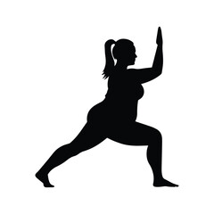 Peaceful Yoga Warrior Pose Woman Silhouette Vector Illustration