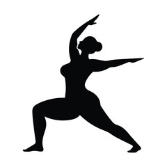 Strong Yoga Warrior Pose Woman Silhouette Vector Illustration