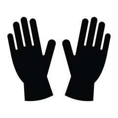 Protective gloves icon. Black safety glove silhouette for work, cleaning, medical, industrial, or chemical protection. Vector illustration, isolated.