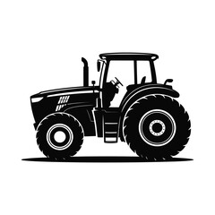 Obraz premium Modern farm tractor silhouette isolated on white background