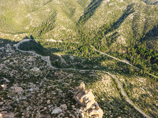 Mount Lemmon Scenic Byway in Tucson at Golden Hour Drone Photography