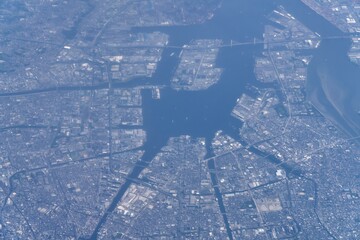 Aichi,Japan - June 30, 2025: Aerial view of Nagoya city in Japan