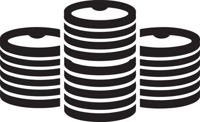 Silhouette Illustration Of Stack Of Poker Chips Isolated On White Background