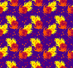Flaming Feathers Bright Seamless Repeat