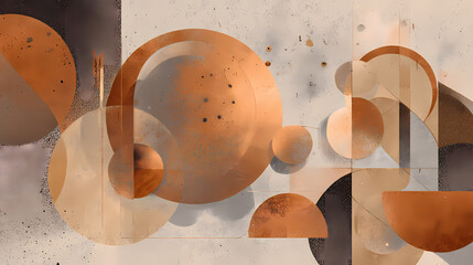 poster for ambient music release | temporal mirroring | metaphysical detachment | subdued copper and cloud white | evaporated balance | rooted forms | fragment overlap | dry stencil | urban postwar