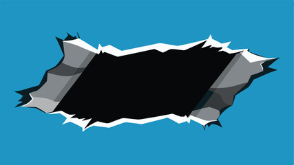 Abstract illustration of a torn hole with torn edges and transparency on a white background