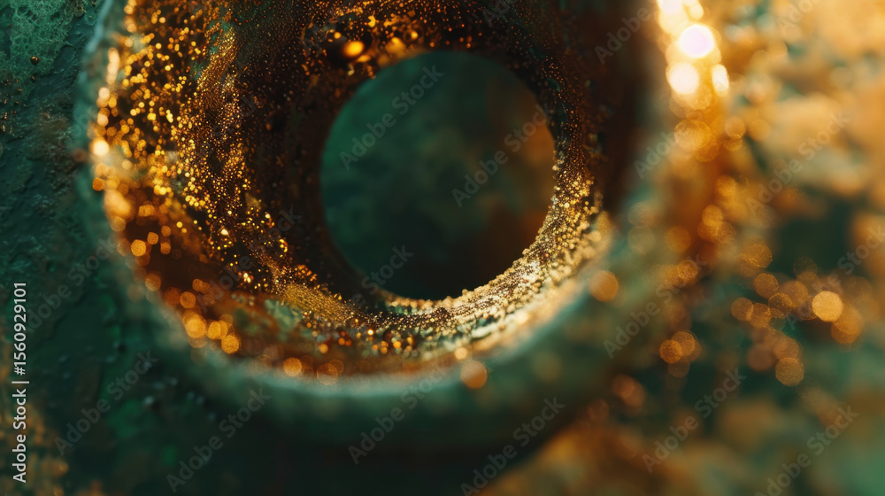 Poster futuristic tunnel with glowing particles and textured surface, creating mesmerizing visual effect. s