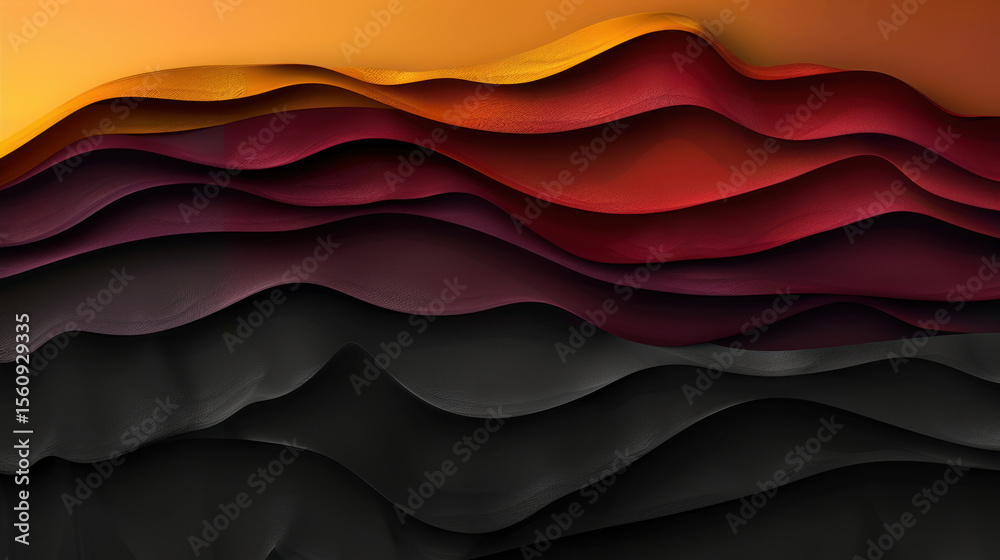 Poster abstract wave pattern in warm colors blending smoothly, creating dynamic visual experience that evok