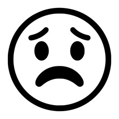 Fototapeta premium Simple black outline sad emoji isolated 