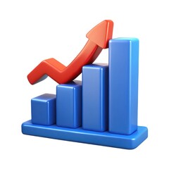 3d render of upward trending bar graph