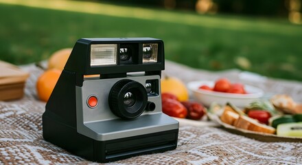 Taking Photo with Instant Camera at Outdoor Picnic