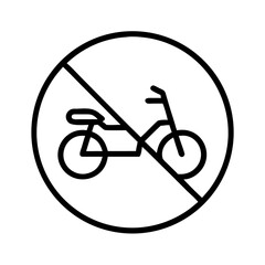No bicycles symbol in minimalistic black line style  