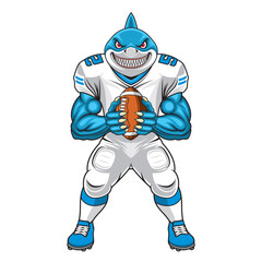 american football mascot shark vector illustration rugby shark design