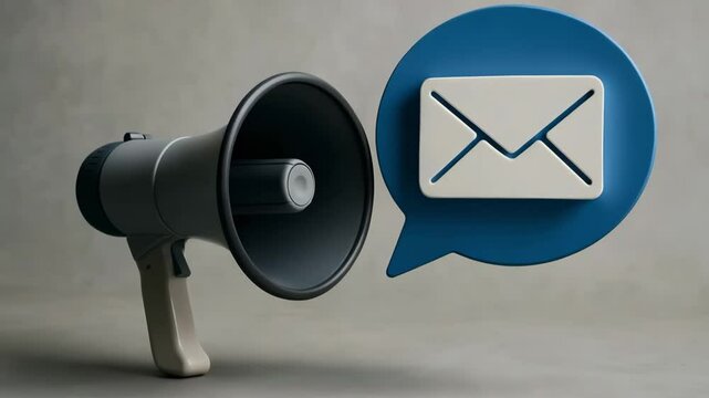 An eye-catching shot of a megaphone sending a clear message, alongside an icon of an envelope symbolizing direct communication. Perfectly conveying the concept of announcements and direct contact.