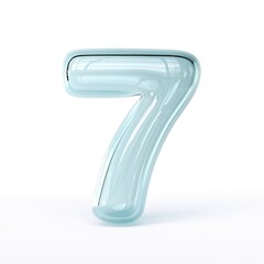 Blue glass font Number 7 SEVEN 3D