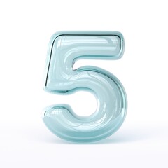 Blue glass font Number 5 FIVE 3D