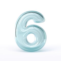 Blue glass font Number 6 SIX 3D