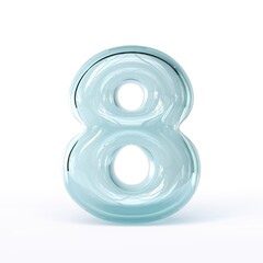 Blue glass font Number 8 EIGHT 3D