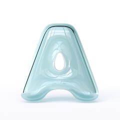 Blue glass font Letter A 3D