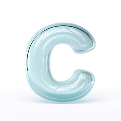 Blue glass font Letter C 3D