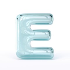 Blue glass font Letter E 3D