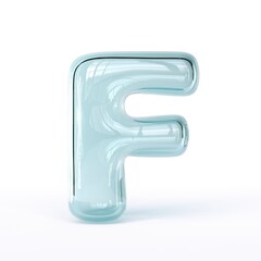 Blue glass font Letter F 3D
