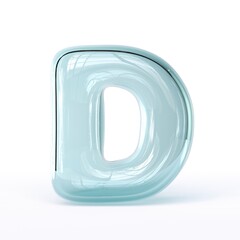 Blue glass font Letter D 3D