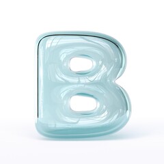 Blue glass font Letter B 3D