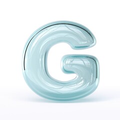 Blue glass font Letter G 3D