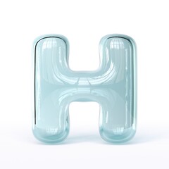 Blue glass font Letter H 3D