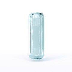 Blue glass font Letter I 3D
