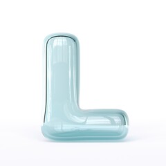 Blue glass font Letter L 3D