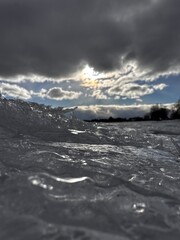 Snow-Covered Shoreline at Lake Huron in Alpena, Michigan