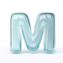 Blue glass font Letter M 3D