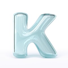 Blue glass font Letter K 3D