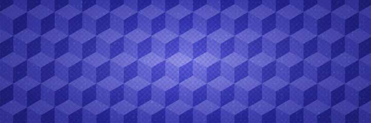 Blue Pattern With Cube On Transparent Checkerboard Background. Geometric Texture With Cubes And Grid. 3d Optic Illusion. Blue Abstract Bg With Checker Design. Tech Vector Graphic With Geometry Blocks.
