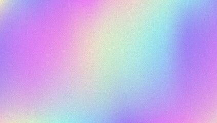 Noise Gradient Background. Abstract Grainy Bg In Pink, Purple And Blue Colors. Iridescent Hologram. Pearlescent Holographic Texture With Rainbow Foil. Retro Vector Design With Pastel Ink