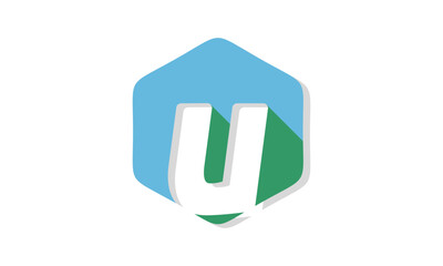 Letter u alphabet in polygon design vector