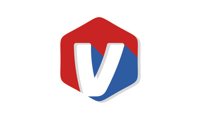 Letter v alphabet in polygon design vector