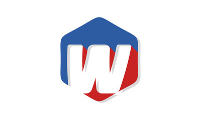 Letter w alphabet in polygon design vector