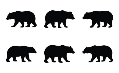 Silhouette Icons Set. Vector Wildlife & Wilderness Animal Symbols.