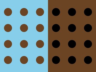 Abstract seamless pattern with brown and black polka dots on a split background, perfect for various design applications.
