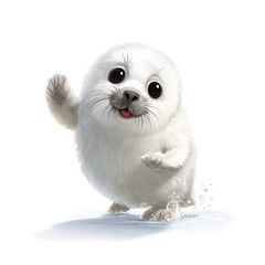 Obraz premium A cute seal pup waves hello